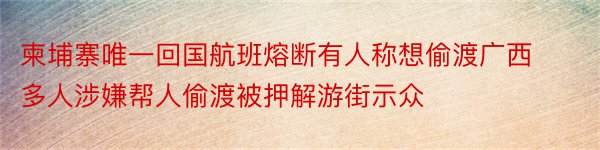 柬埔寨唯一回国航班熔断有人称想偷渡广西多人涉嫌帮人偷渡被押解游街示众